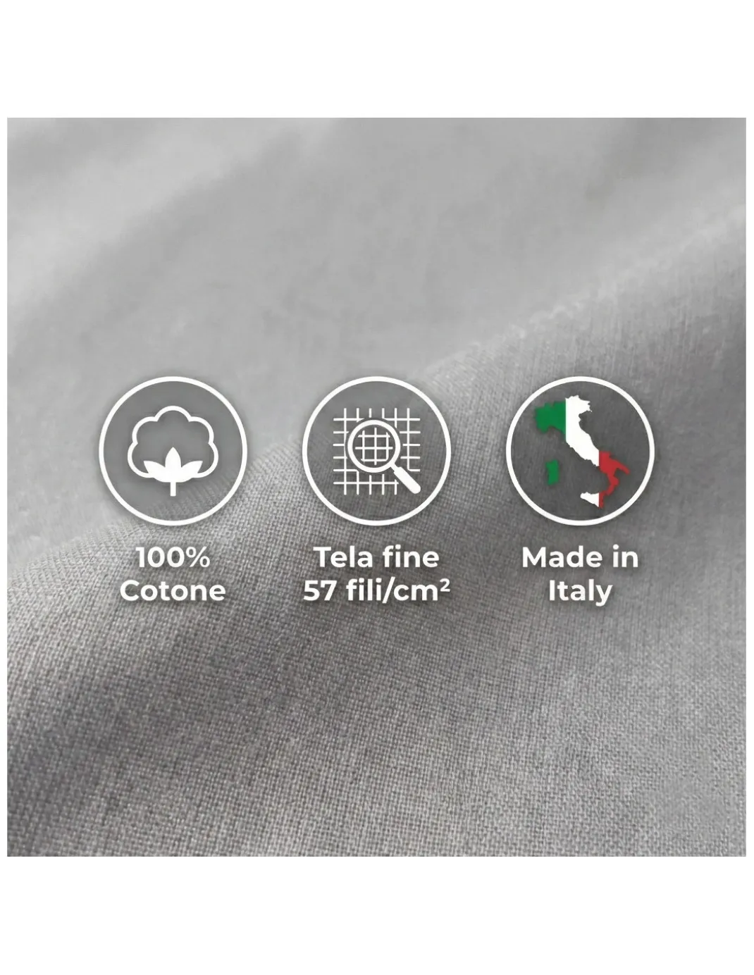 COMPLETO lenzuolo STRONG LENZUOLA tinta unita GRIGIO puro COTONE Made in Italy
