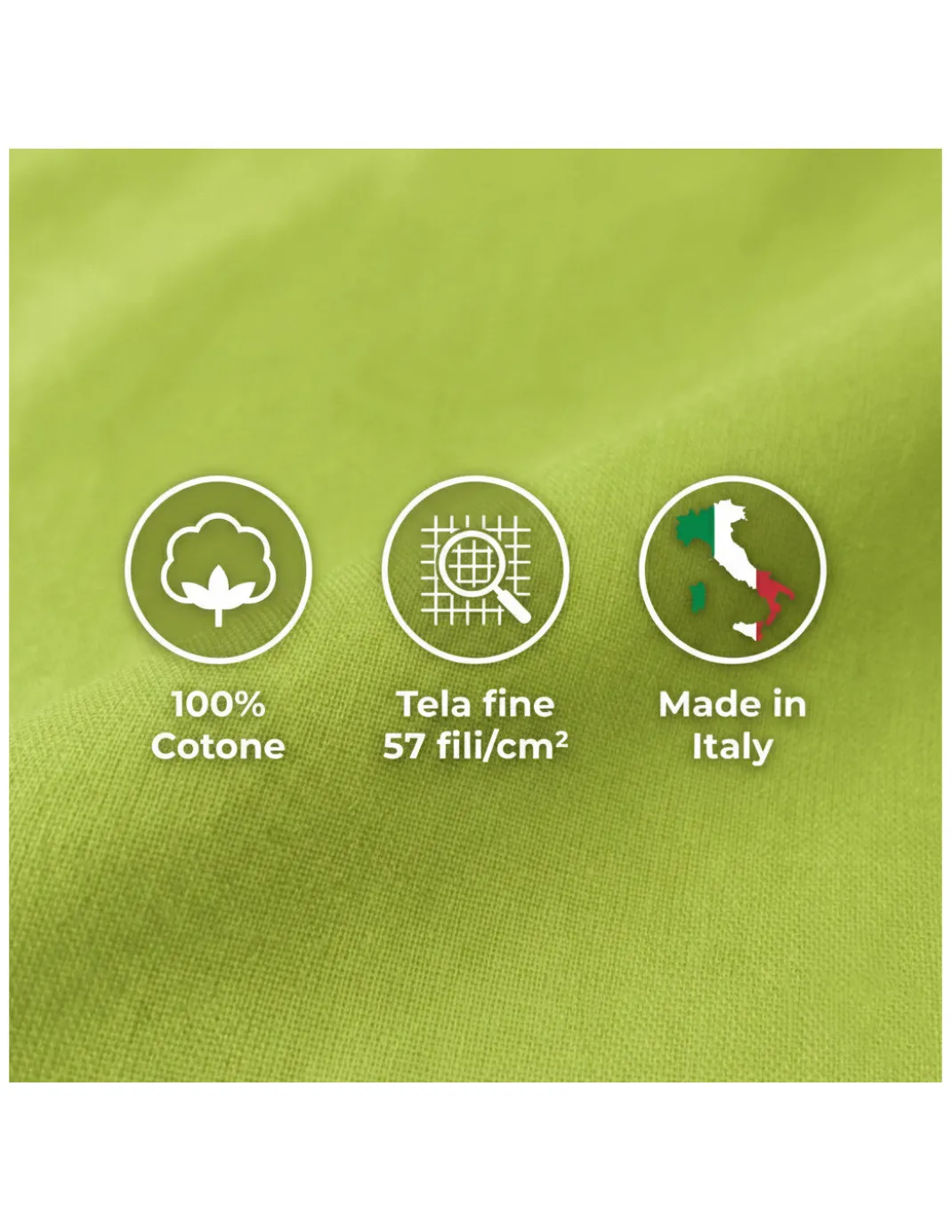 COMPLETO lenzuolo STRONG LENZUOLA tinta unita VERDE ACIDO puro COTONE Made in Italy