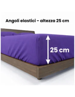 COMPLETO lenzuolo STRONG LENZUOLA tinta unita VIOLA puro COTONE Made in Italy