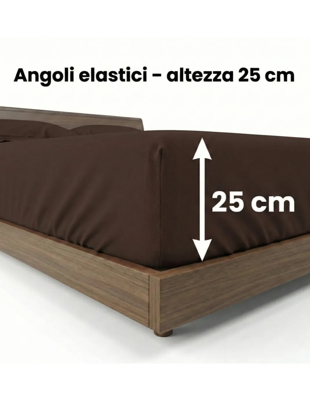 COMPLETO lenzuolo STRONG LENZUOLA tinta unita MARRONE puro COTONE Made in Italy