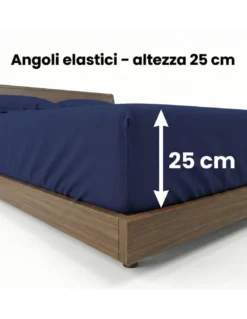 COMPLETO lenzuolo STRONG LENZUOLA tinta unita BLU SCURO puro COTONE Made in Italy