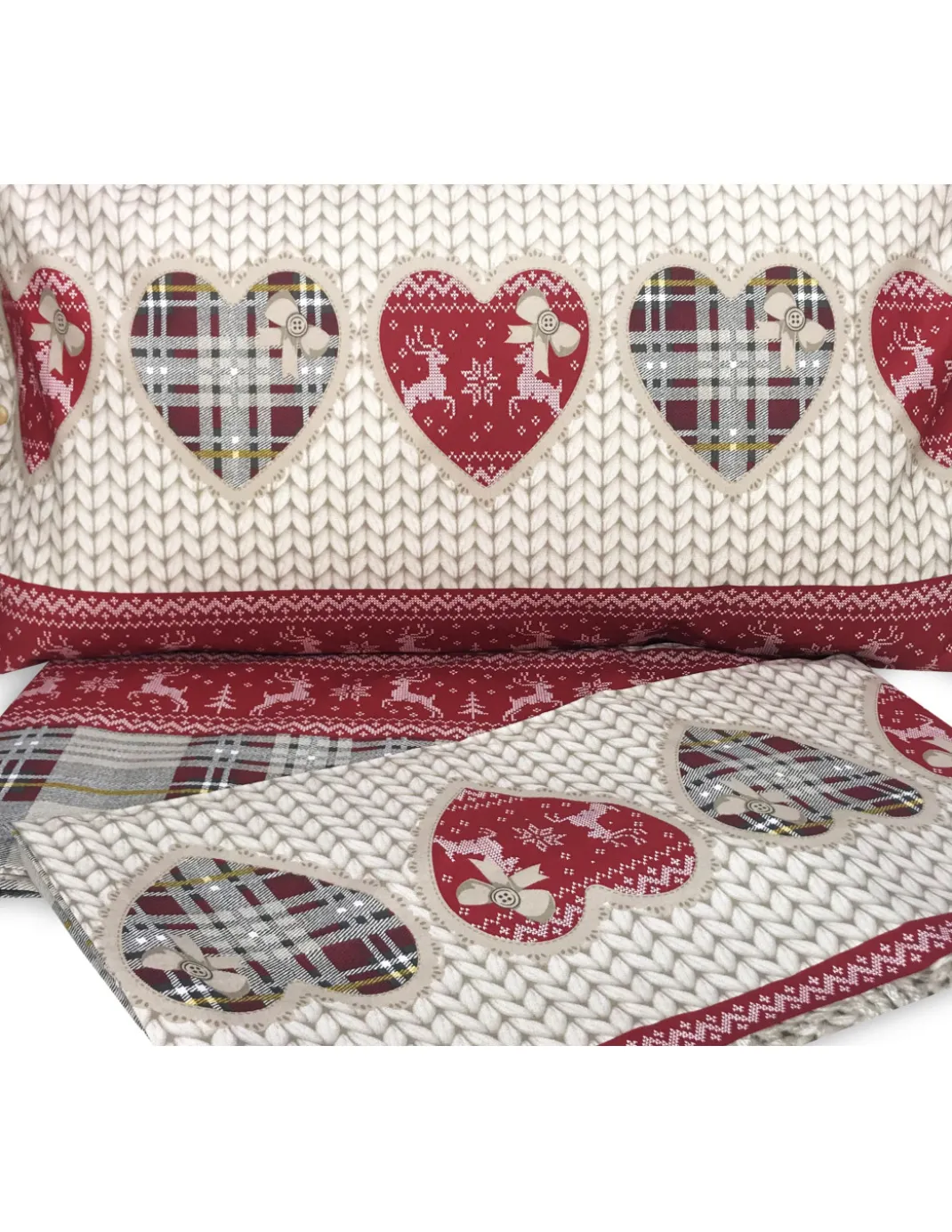 COMPLETO lenzuolo TIROLESE dis. BALME in puro cotone Made in Italy