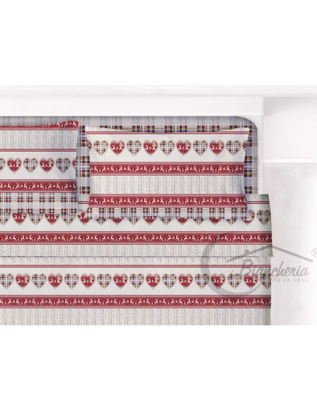 COMPLETO lenzuolo TIROLESE dis. BALME in puro cotone Made in Italy