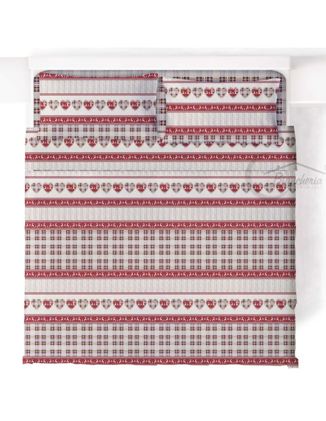COMPLETO lenzuolo TIROLESE dis. BALME in puro cotone Made in Italy
