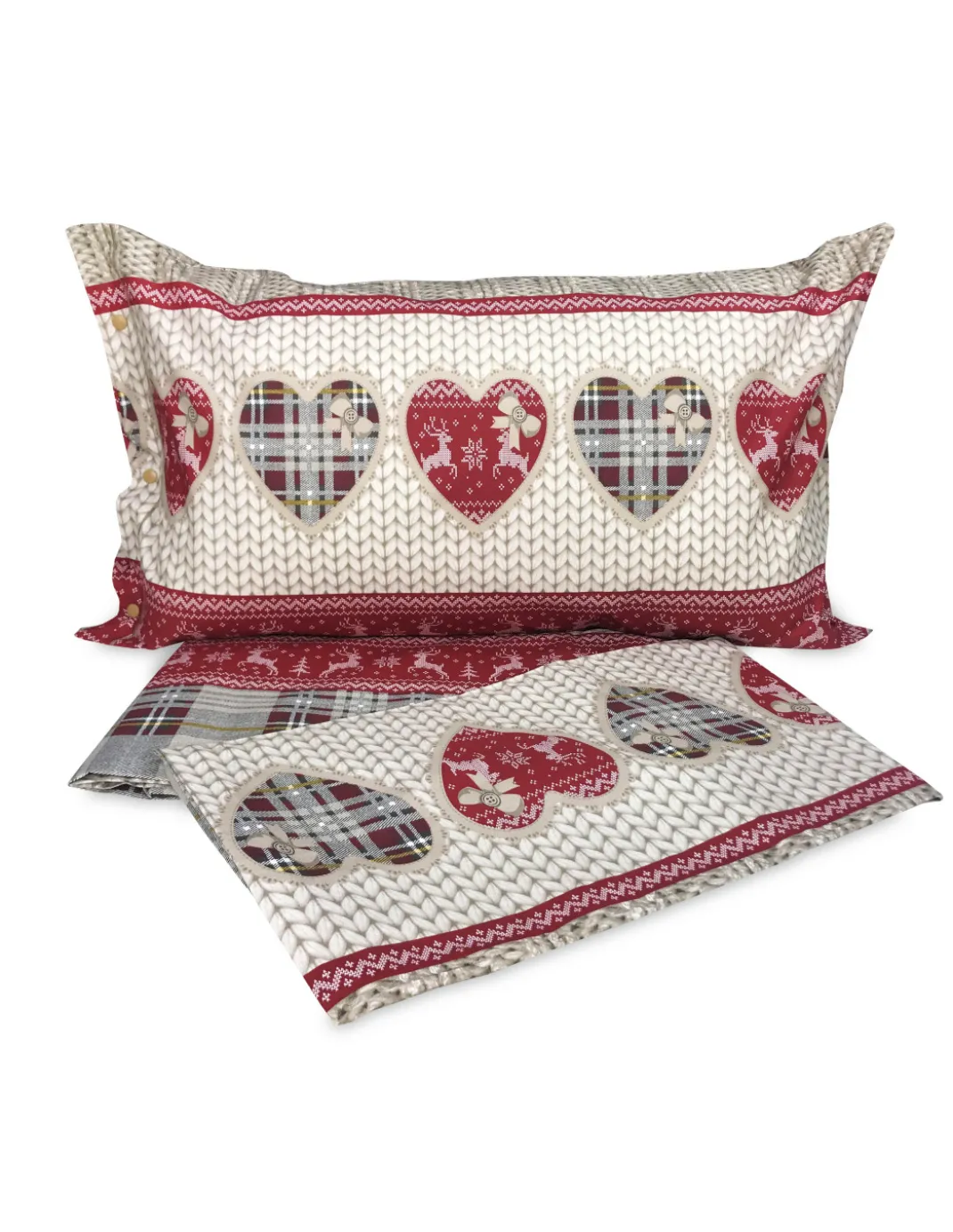 COMPLETO lenzuolo TIROLESE dis. BALME in puro cotone Made in Italy