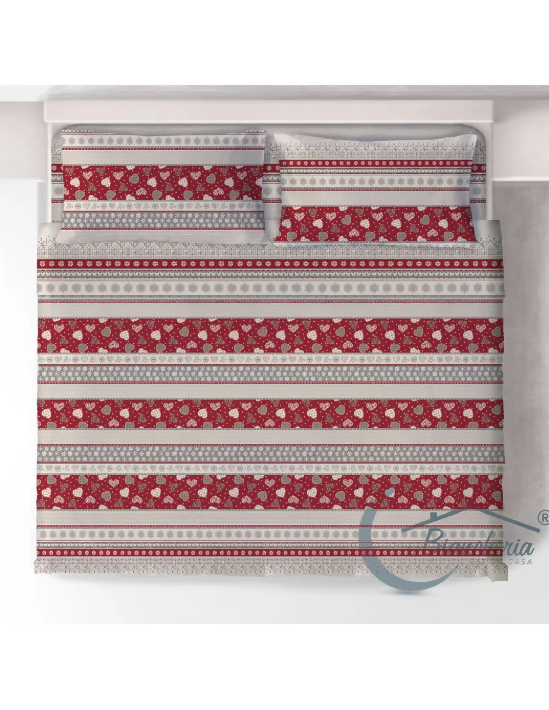 COMPLETO lenzuolo TIROLESE dis. CORVARA in puro cotone Made in Italy