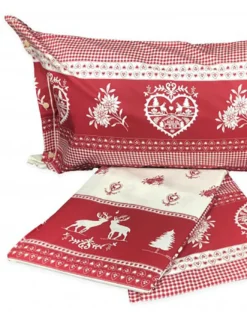 COMPLETO lenzuolo TIROLESE dis. TIROLO in puro cotone Made in Italy
