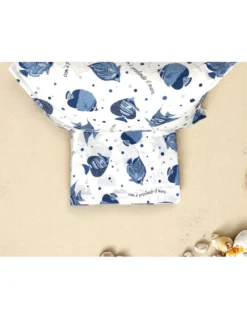 Completo Letto Cotone “Com’è Profondo il Mare” - Lenzuola Estive con Pesci Blu - Design Marinaro Made in Italy