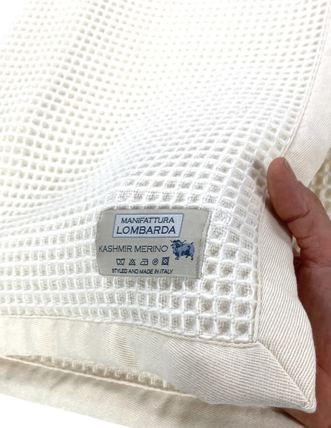 Coperta baby lana Merino & Kashmir nido d’ape – anti-pilling, Made in Italy, per culla navicella carrozzina lettino
