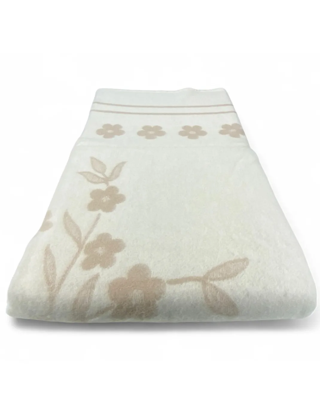 Coperta bicolor Fiore in pura lana vergine marchiata, doppia faccia, nocciola chiaro/scuro, Made in Italy