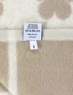 Coperta bicolor Fiore in pura lana vergine marchiata, doppia faccia, nocciola chiaro/scuro, Made in Italy