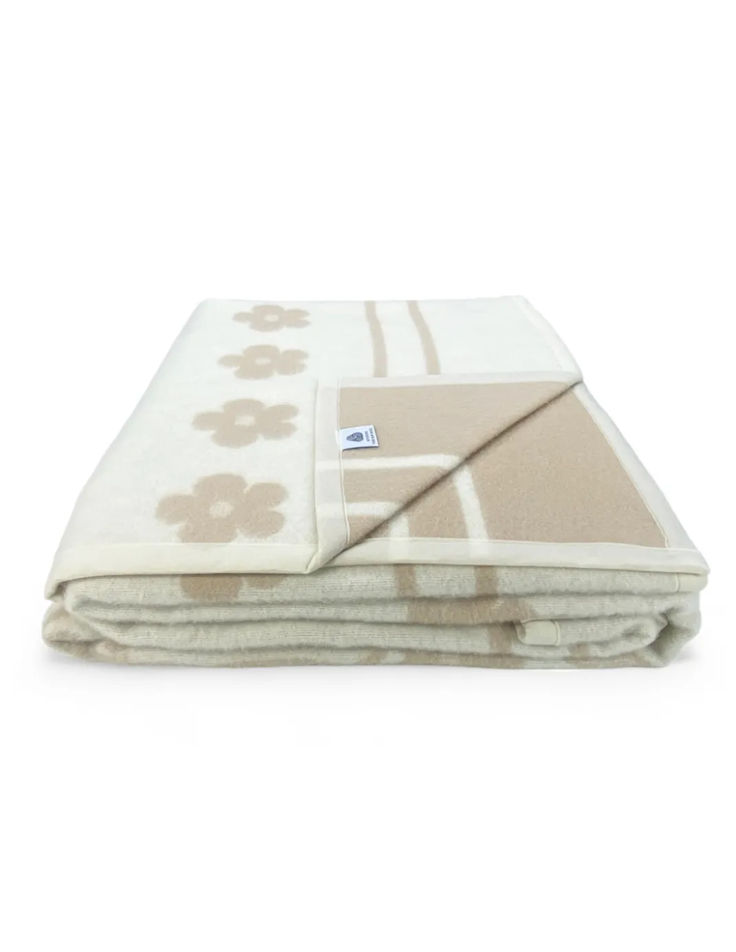 Coperta bicolor Fiore in pura lana vergine marchiata, doppia faccia, nocciola chiaro/scuro, Made in Italy