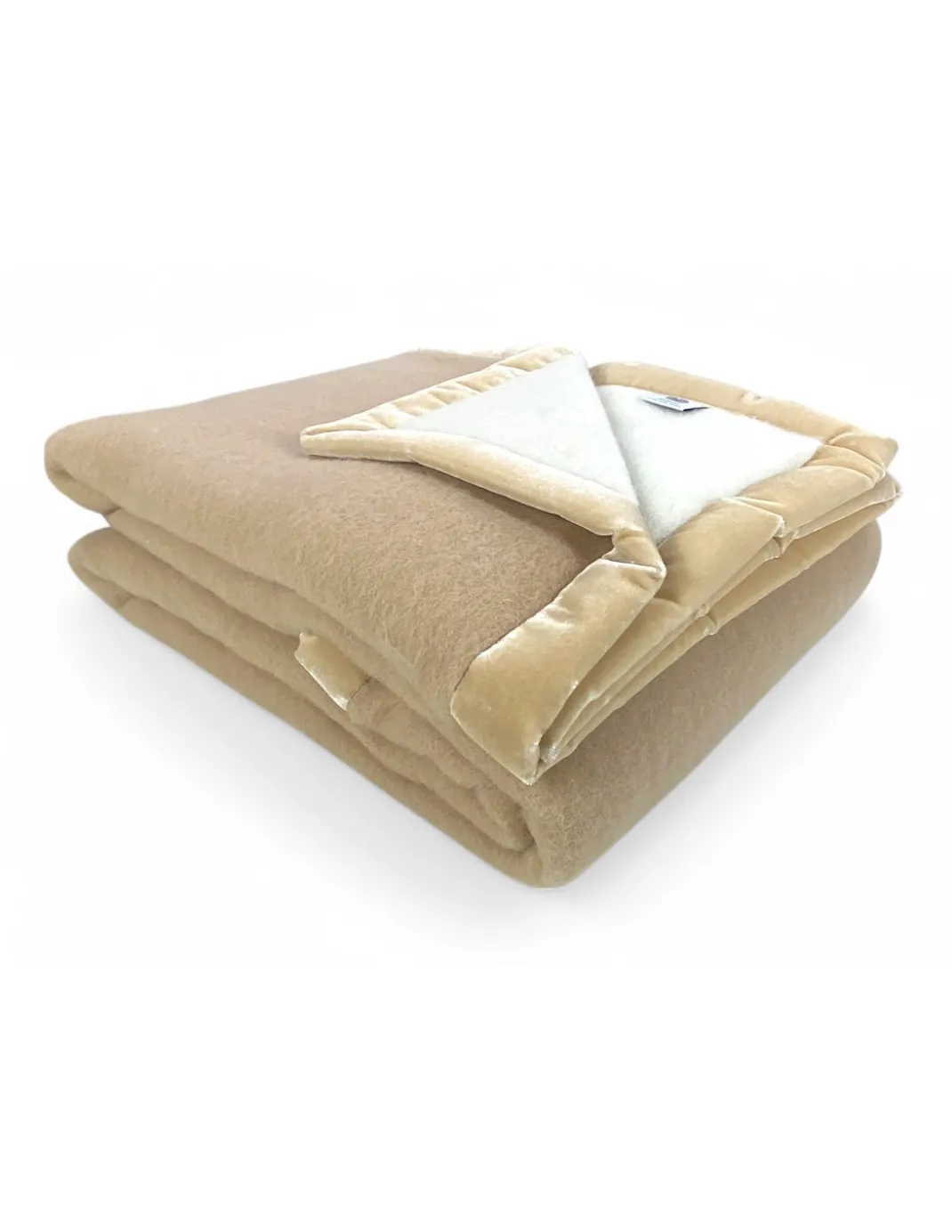 COPERTA BICOLOR in vera pura LANA vergine morbida e calda Beige