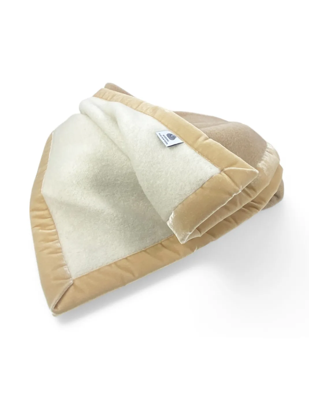 COPERTA BICOLOR in vera pura LANA vergine morbida e calda Beige