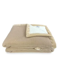 COPERTA BICOLOR in vera pura LANA vergine morbida e calda Beige