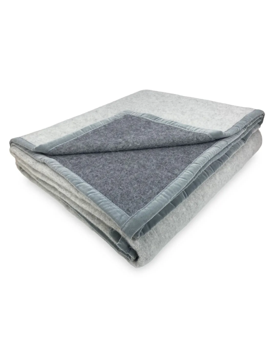COPERTA BICOLOR in vera pura LANA vergine morbida e calda GRIGIO Melange