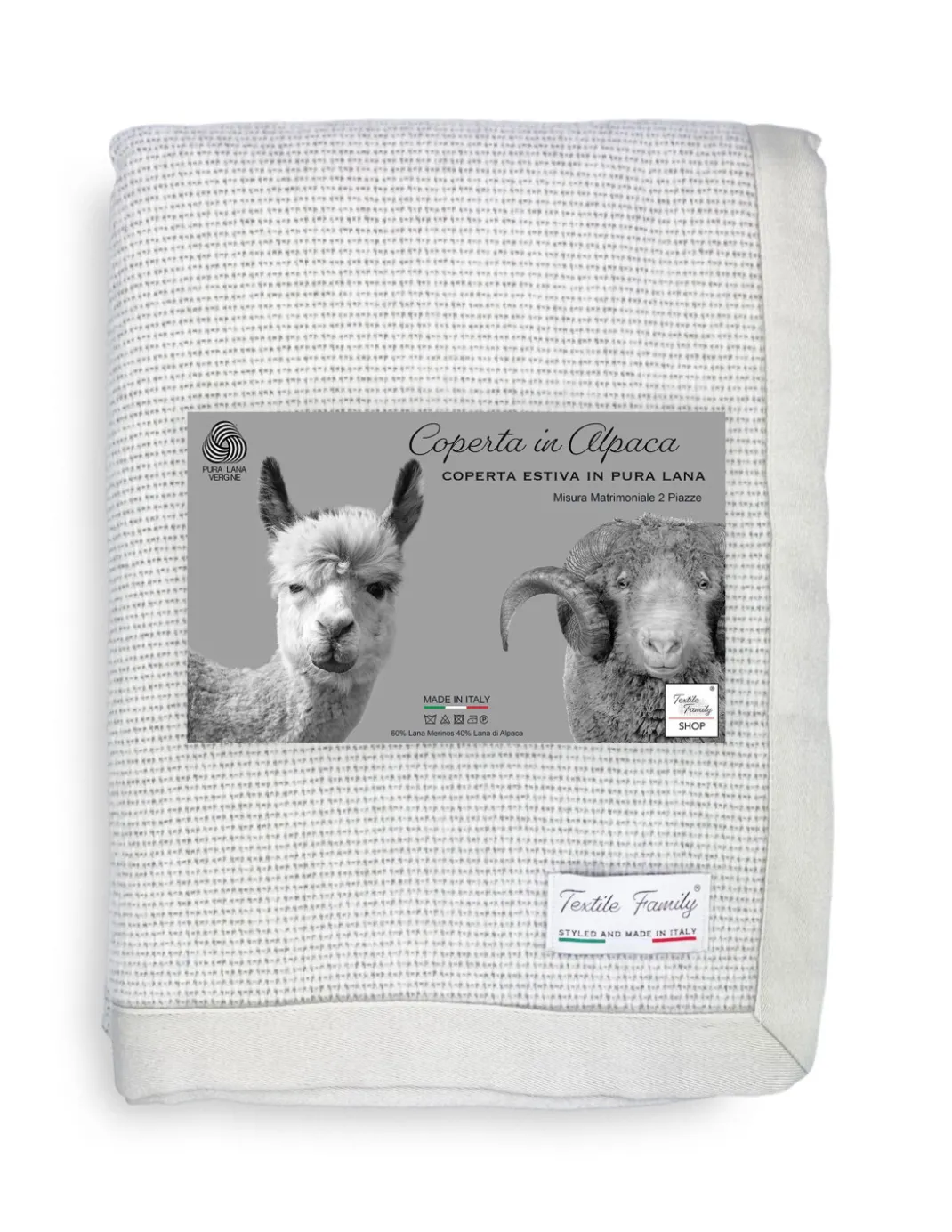 COPERTA Estiva LEGGERA IN LANA MERINO FINE E ALPACA matrimoniale 2 PIAZZE