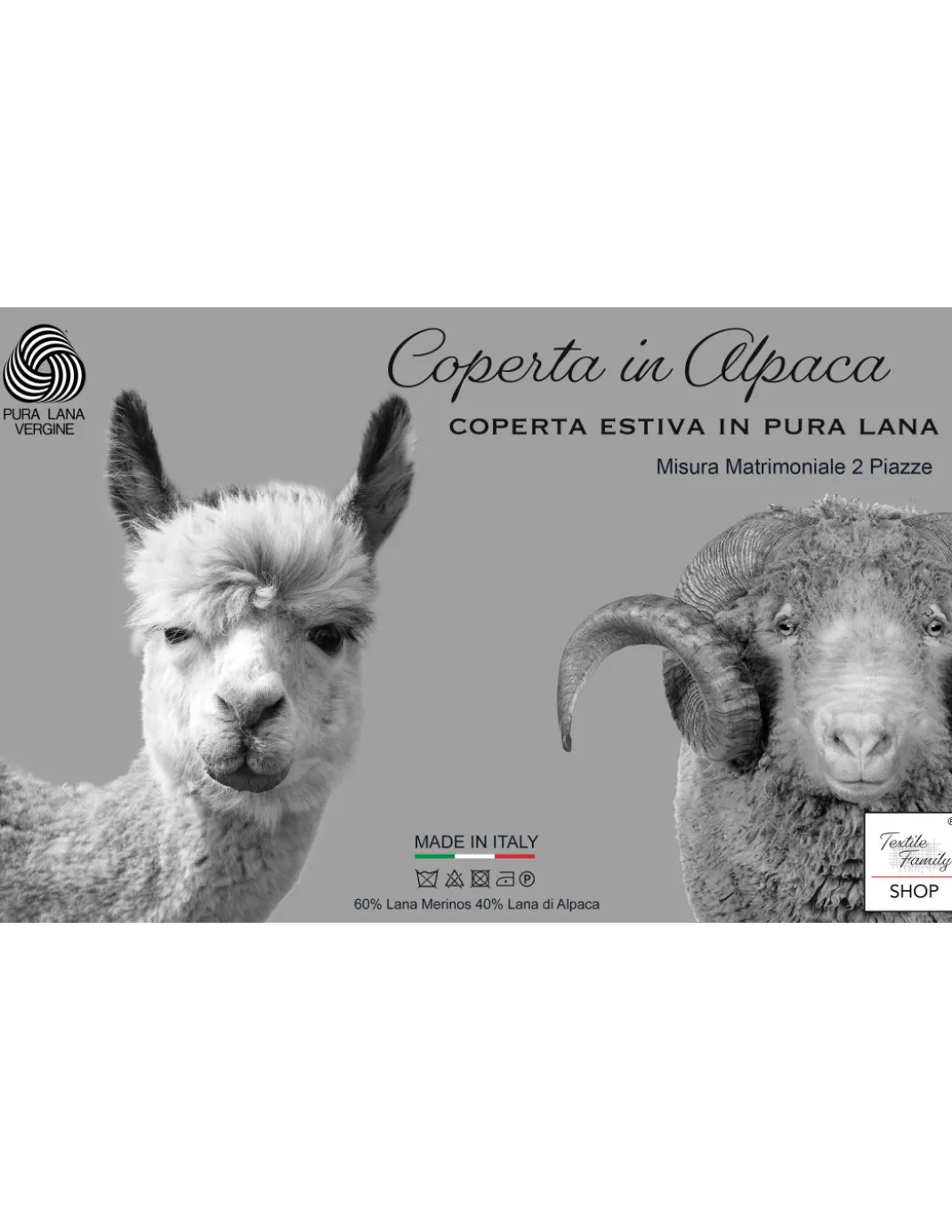 COPERTA Estiva LEGGERA IN LANA MERINO FINE E ALPACA matrimoniale 2 PIAZZE