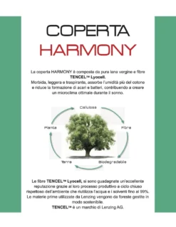 COPERTA HARMONY leggera PRIMAVERILE estiva in PURA LANA VERGINE e TENCEL matrimoniale 2 PIAZZE