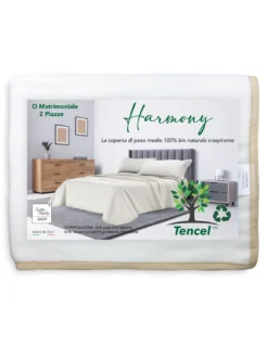 COPERTA HARMONY leggera PRIMAVERILE estiva in PURA LANA VERGINE e TENCEL matrimoniale 2 PIAZZE