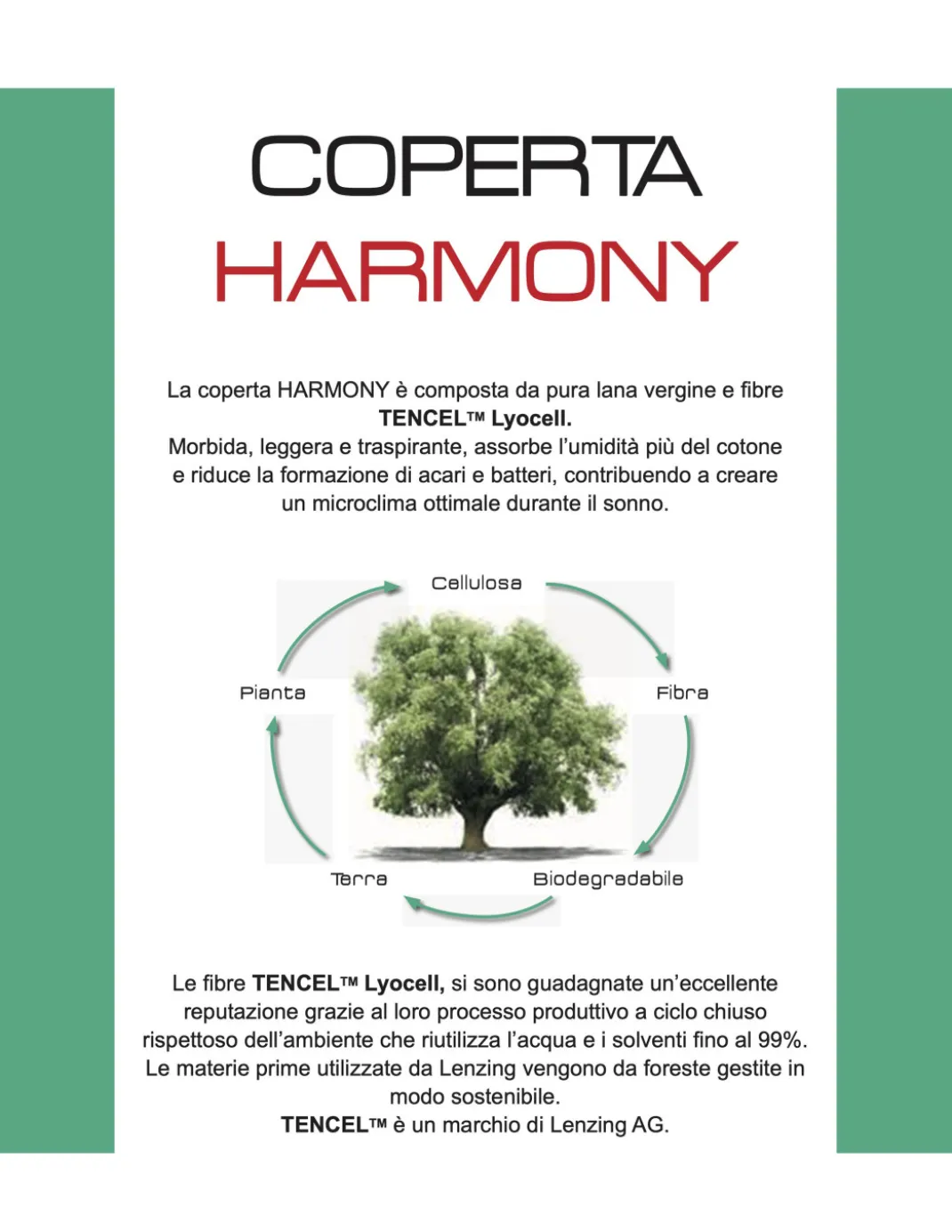 COPERTA HARMONY Peso Medio in PURA LANA VERGINE E TENCEL estratto da Eucalipto e Faggio