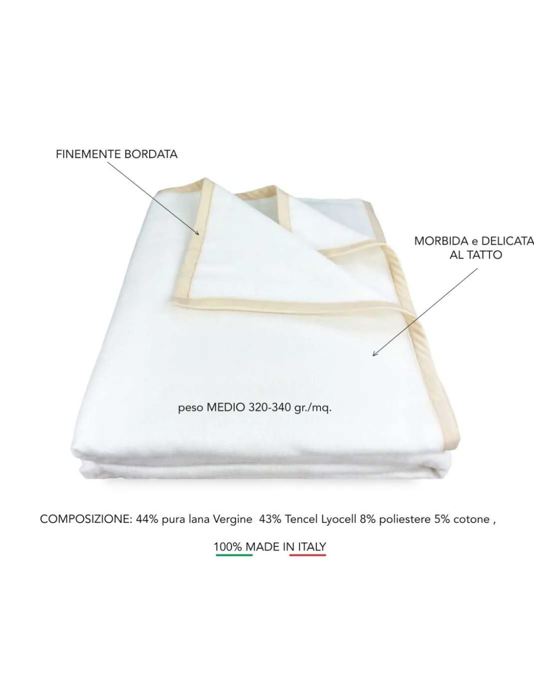 COPERTA HARMONY Peso Medio in PURA LANA VERGINE E TENCEL estratto da Eucalipto e Faggio