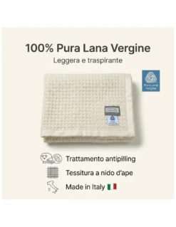 Coperta in Lana Estiva Maia - Pura Lana Vergine - Leggera e Traspirante - Antipilling - Made in Italy