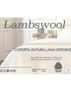 COPERTA in lana LAMBSWOOL Beige LINO Matrimoniale 2 Piazze