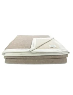 Coperta in Puro Cashmere Pettinato Made in Italy - Morbidezza e Comfort Termico, Modello Bicolore Grigio Beige