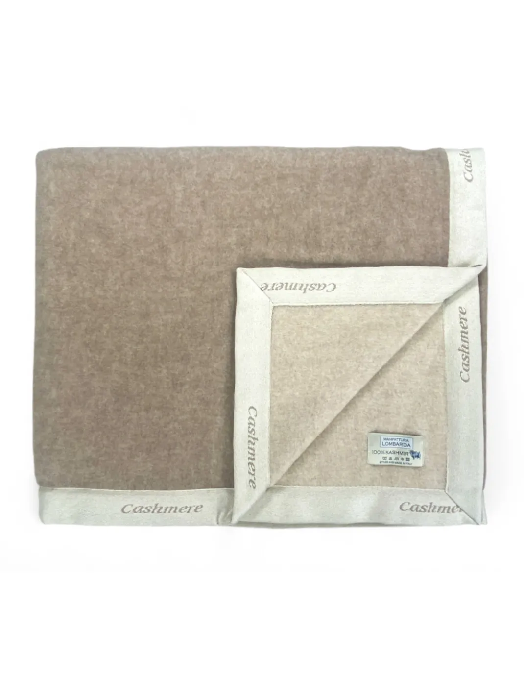 Coperta in Puro Cashmere Pettinato Made in Italy - Morbidezza e Comfort Termico, Modello Bicolore Grigio Beige