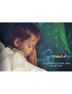 COPERTA SQUARE Bambini in vera Pura LANA da LETTINO morbida e Calda colore Naturale