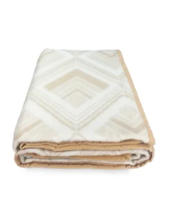 COPERTA SQUARE in vera Pura LANA morbida e calda colore Naturale