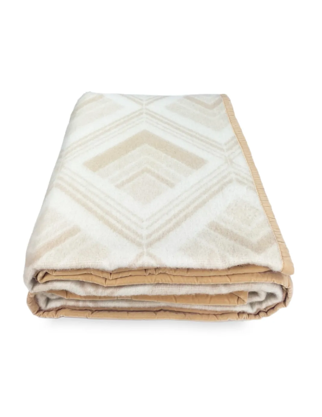 COPERTA SQUARE in vera Pura LANA morbida e calda colore Naturale