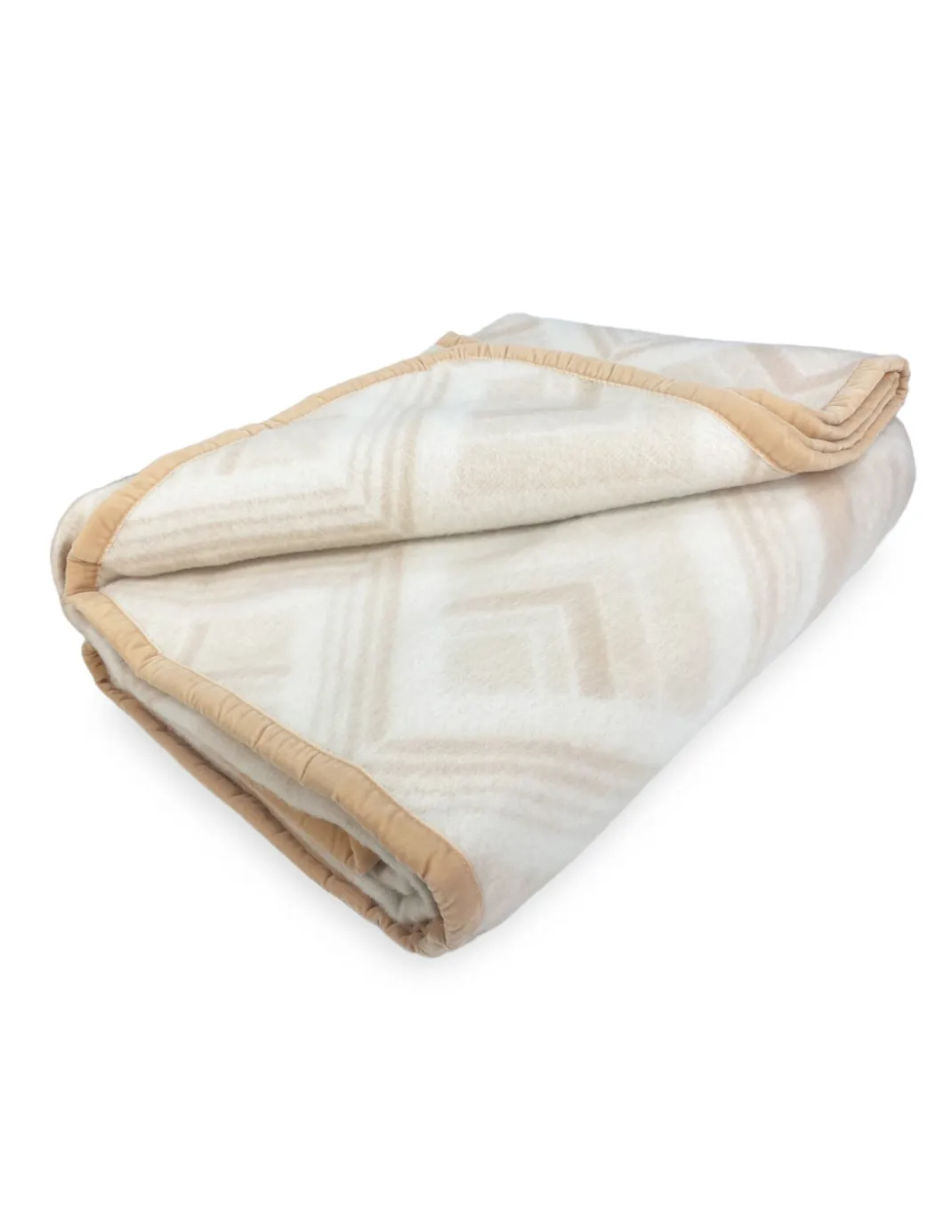 COPERTA SQUARE in vera Pura LANA morbida e calda colore Naturale