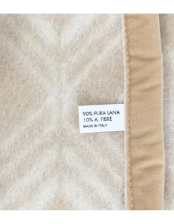COPERTA SQUARE in vera Pura LANA morbida e calda colore Naturale