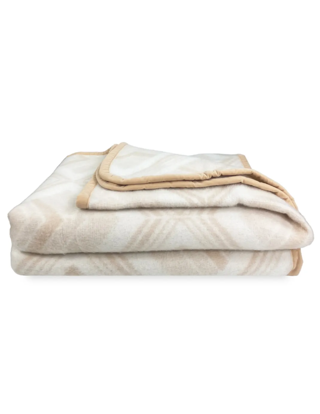 COPERTA SQUARE in vera Pura LANA morbida e calda colore Naturale