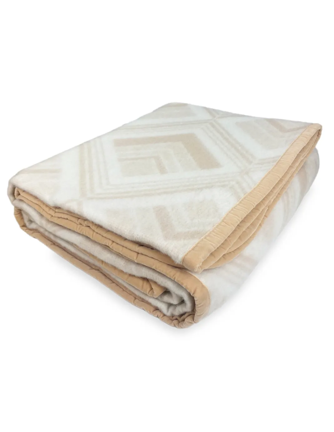 COPERTA SQUARE in vera Pura LANA morbida e calda colore Naturale