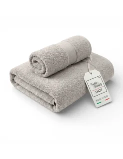 Coppia Asciugamani Viso e Ospite Luna - Spugna 100% Cotone 450 g/m² Made in Italy