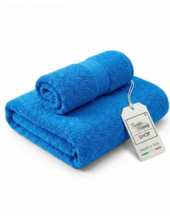 Coppia Asciugamani Viso e Ospite Bluette - Spugna 100% Cotone 450 g/m² Made in Italy