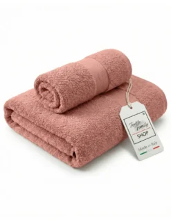 Coppia Asciugamani Viso e Ospite Fard - Spugna 100% Cotone 450 g/m² Made in Italy