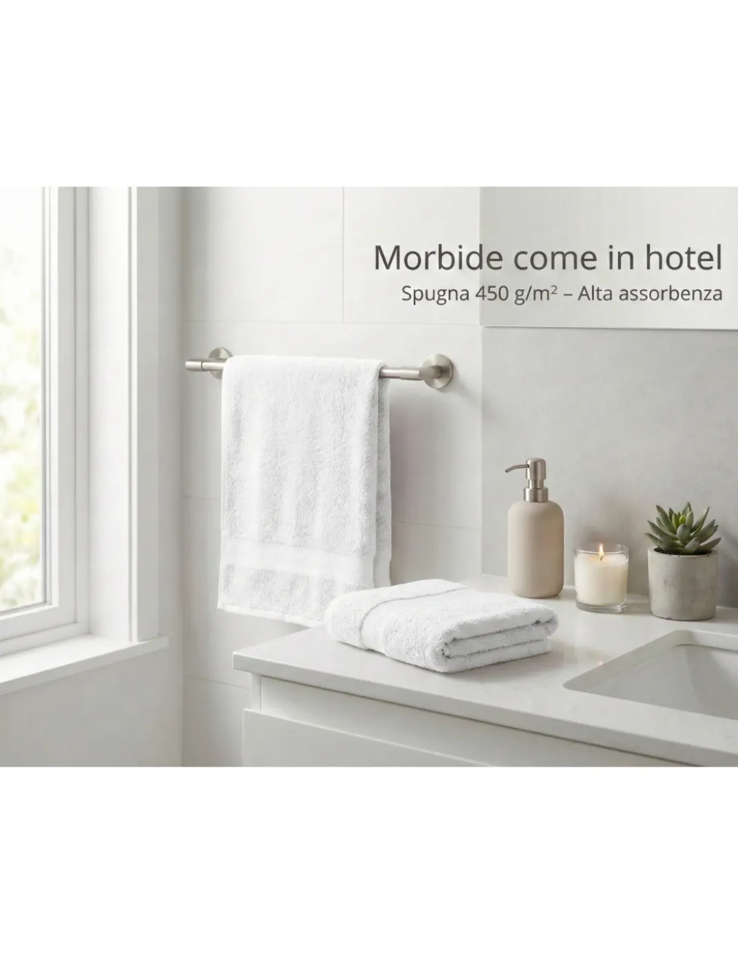 Coppia Asciugamani Viso e Ospite Antracite - Spugna 100% Cotone 450 g/m² Made in Italy