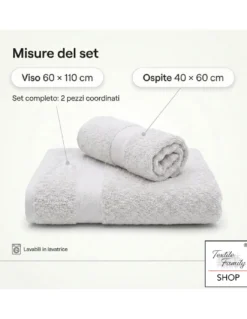 Coppia Asciugamani Viso e Ospite Acqua Marina - Spugna 100% Cotone 450 g/m² Made in Italy