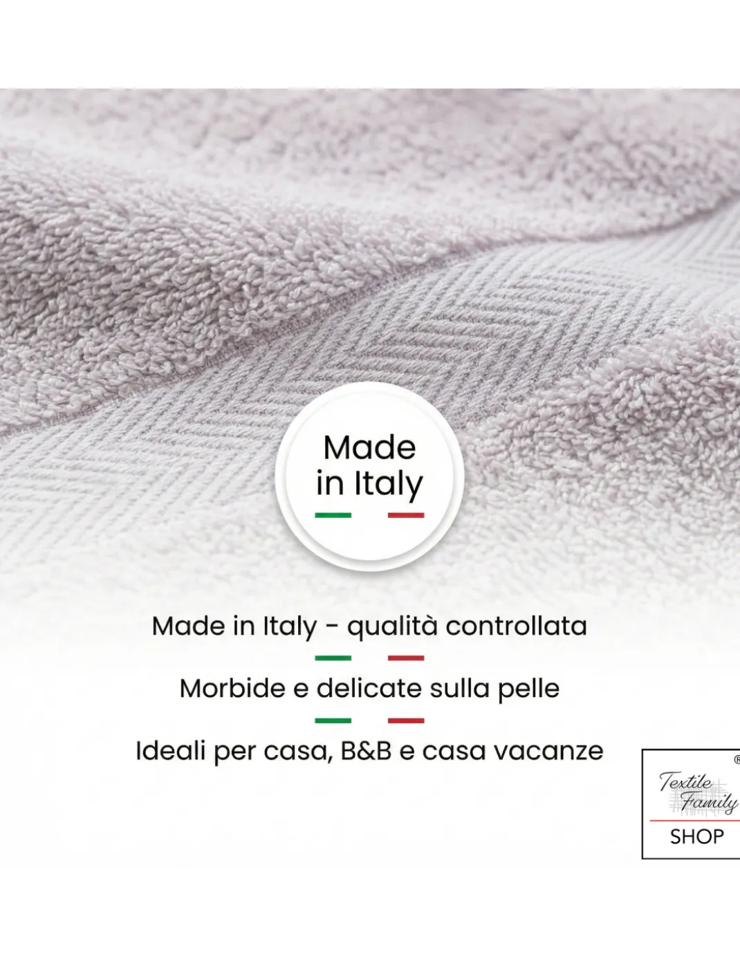 Coppia Asciugamani Viso e Ospite Acciaio - Spugna 100% Cotone 450 g/m² Made in Italy
