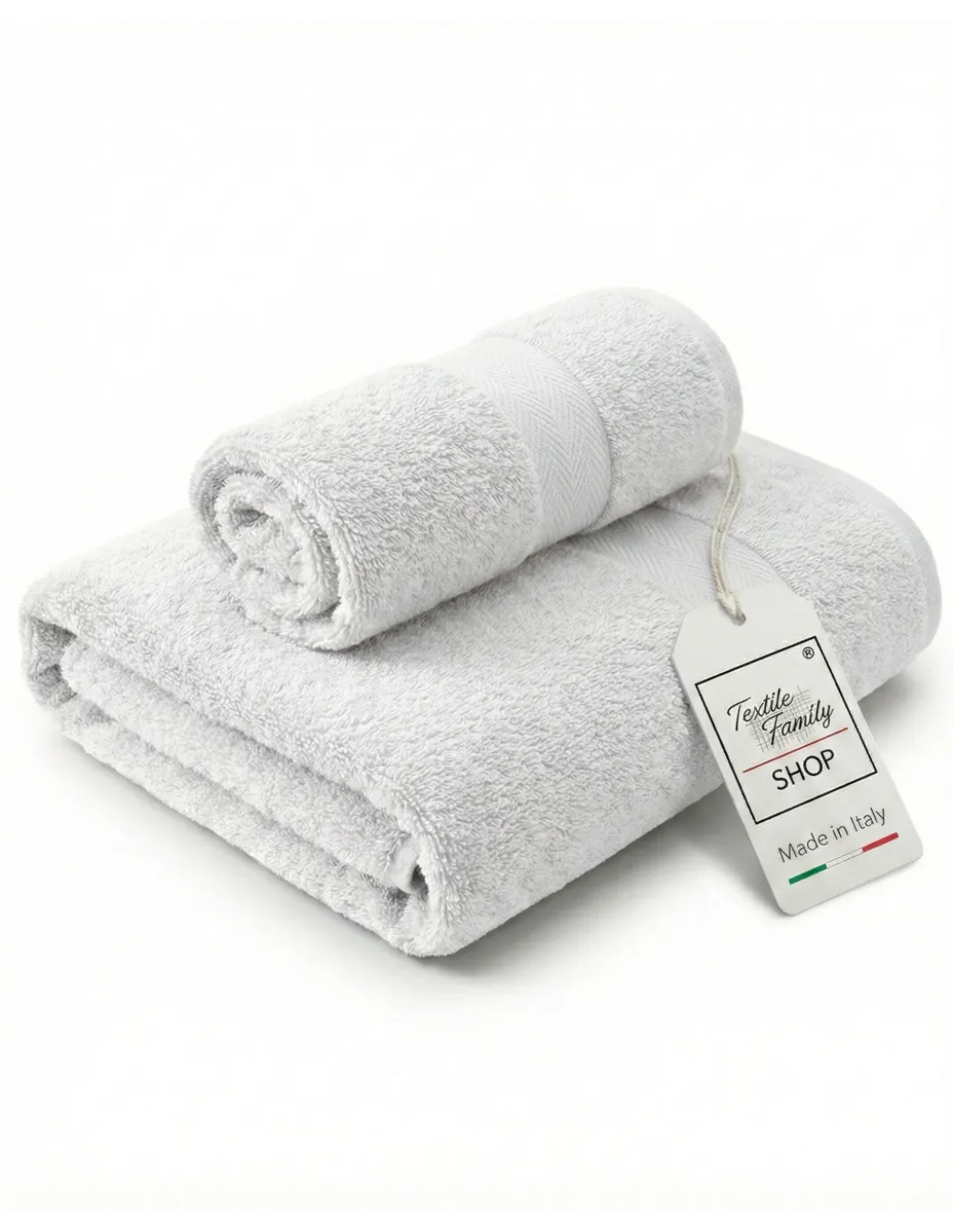 Coppia Asciugamani Viso e Ospite Bianchi - Spugna 100% Cotone 450 g/m² Made in Italy