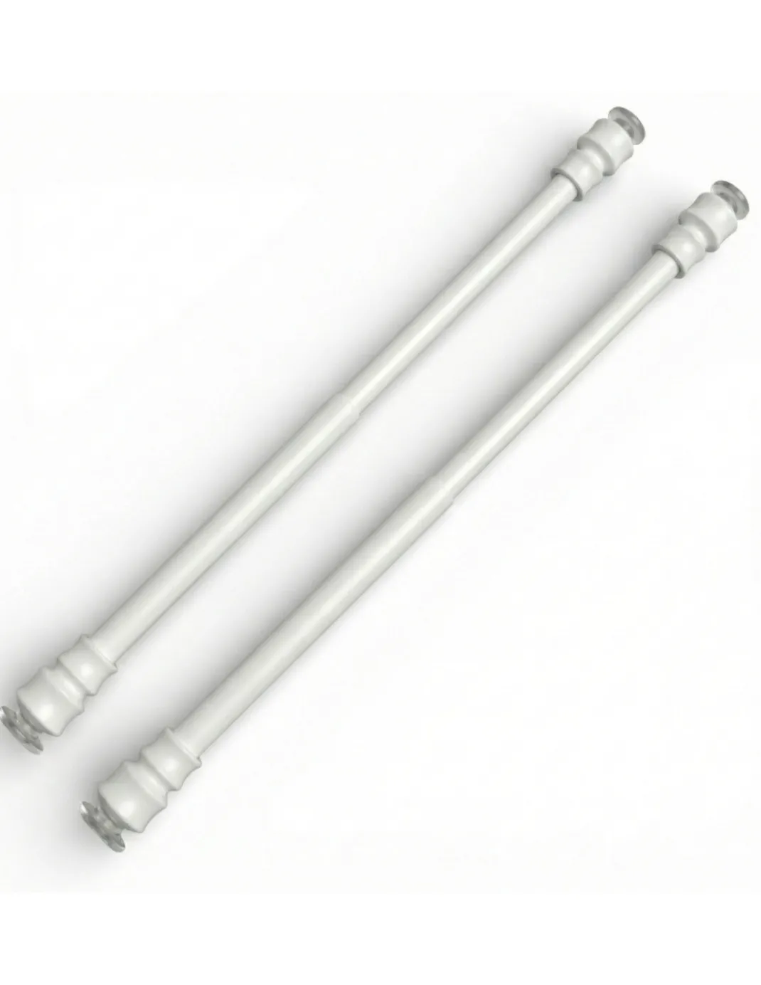 Coppia astine a pressione per tenda a vetro bianco Tex, regolabili con ventose, Ø7/8 mm, 4 misure, Made in Italy