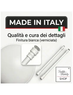 Coppia astine a pressione per tenda a vetro bianco Tex, regolabili con ventose, Ø7/8 mm, 4 misure, Made in Italy