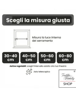 Coppia astine a pressione per tenda a vetro bianco Tex, regolabili con ventose, Ø7/8 mm, 4 misure, Made in Italy