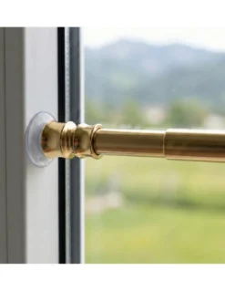 Coppia astine a pressione per tenda a vetro Ottone lucido oro Tex, regolabili con ventose, Ø7/8 mm, 4 misure, Made in Italy