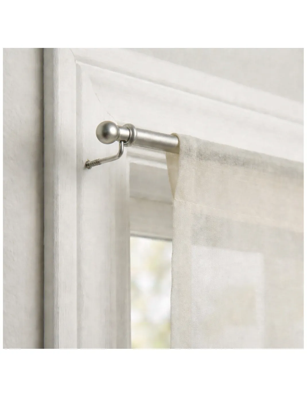 Coppia Astine Tex per Tenda a Vetro Ø7 mm in Ottone Nichelato Argento Opaco, Estensibili, con Viti, Made in Italy