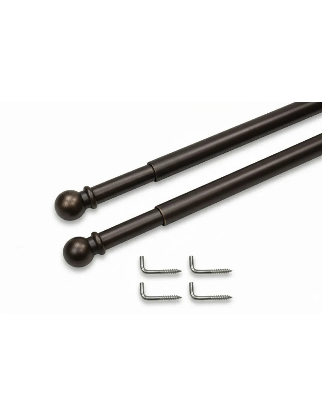 Coppia Astine Tex per Tenda a Vetro Ø7 mm in Ottone Bronzato Satinato, Estensibili, con Viti, Made in Italy